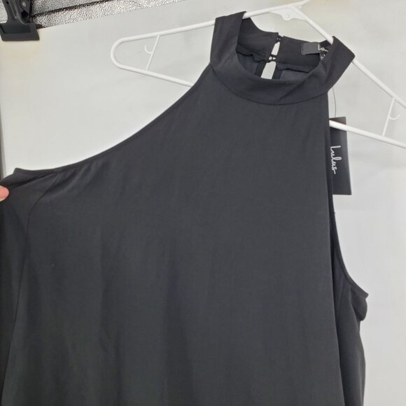 NWT Lulus Black Halter Neck Keyhole Cutout Back Swing Basic Dress Large - Picture 7 of 10